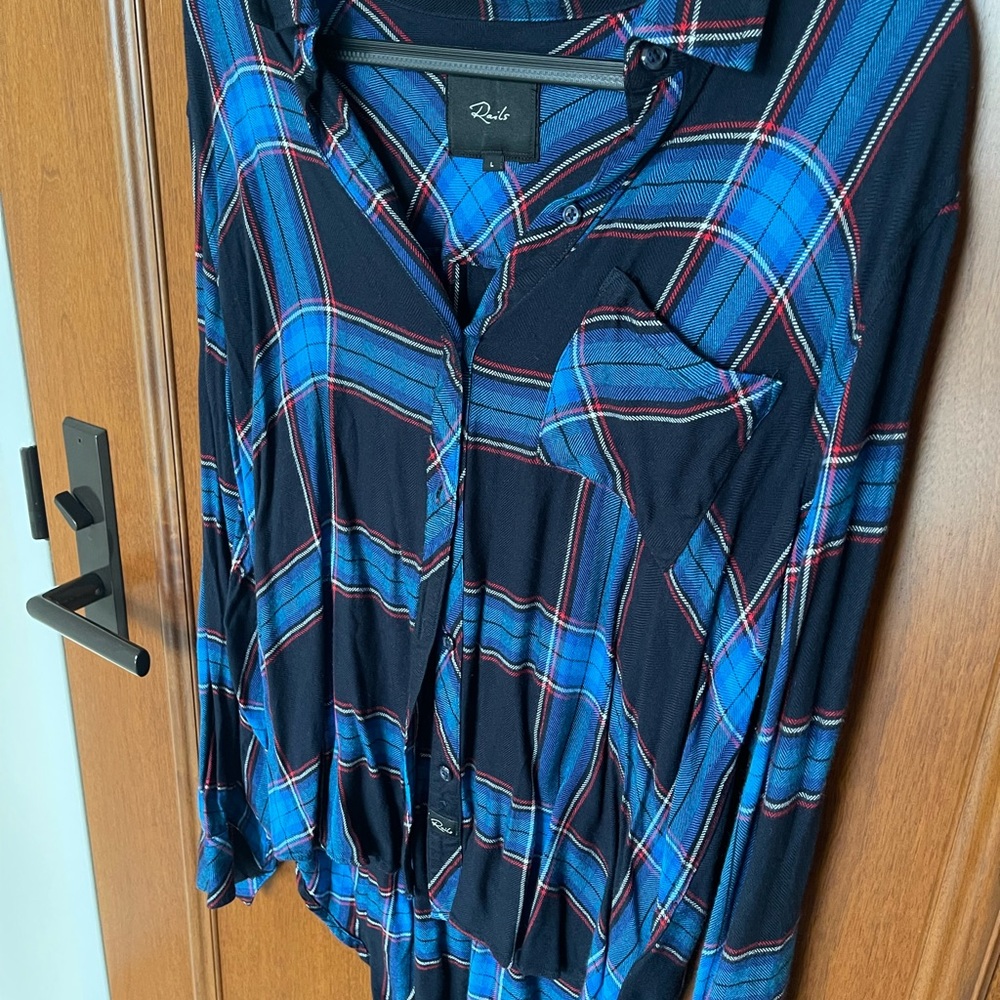 Rails Soft Plaid Button Down Shirt Size L - image 2